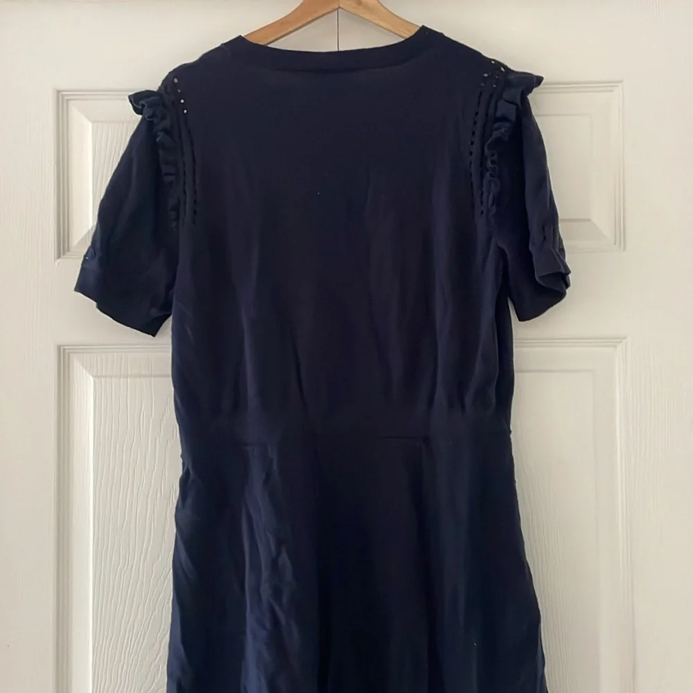 Kate Spade Navy Short Sleeve Ruffle Shoulder Dress
